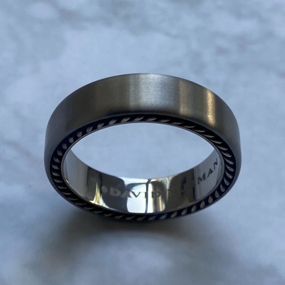 Mens David Yurman Streamline Band Ring in Grey Titanium | Size 11 - Picture 2 of 6